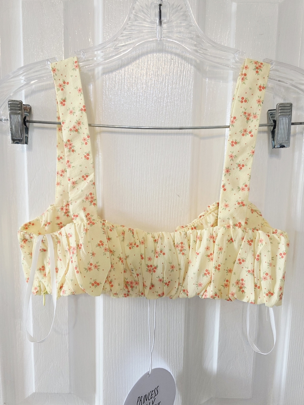 Princess Polly8 Floral Crop Top with Coral Accents Size 0 - Picture 2 of 4